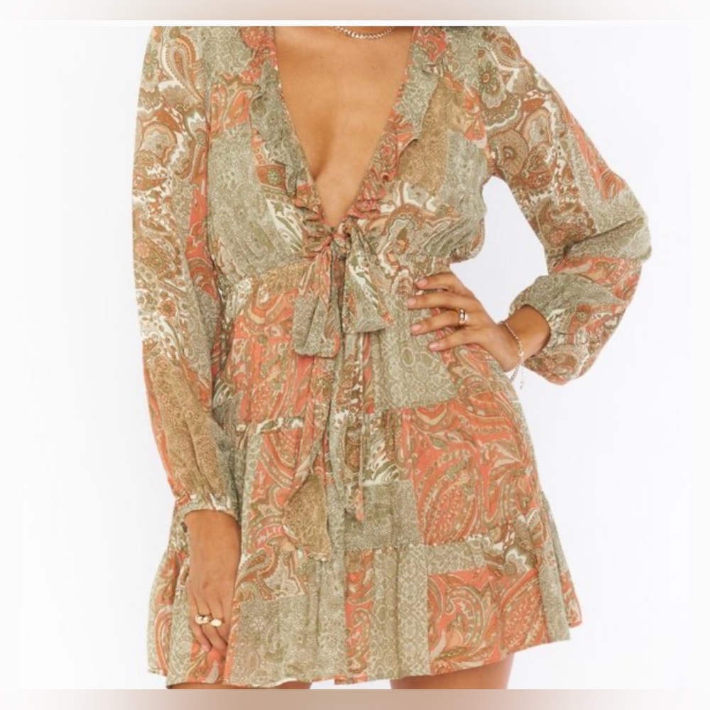 Show Me Your MuMu Multicolor Paisley Long Sleeve Dress